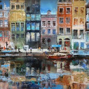 Hustle and Bustle by the River by Veronika Benoni for sale at Wingates Gallery Market Harborough